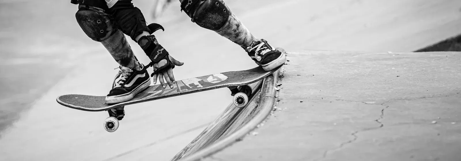 Skater grinding a ledge